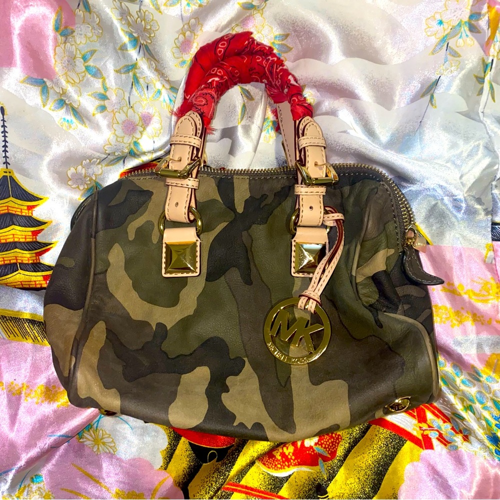 RARE Michael Kors Camo Grayson Mini Satchel/Speedy